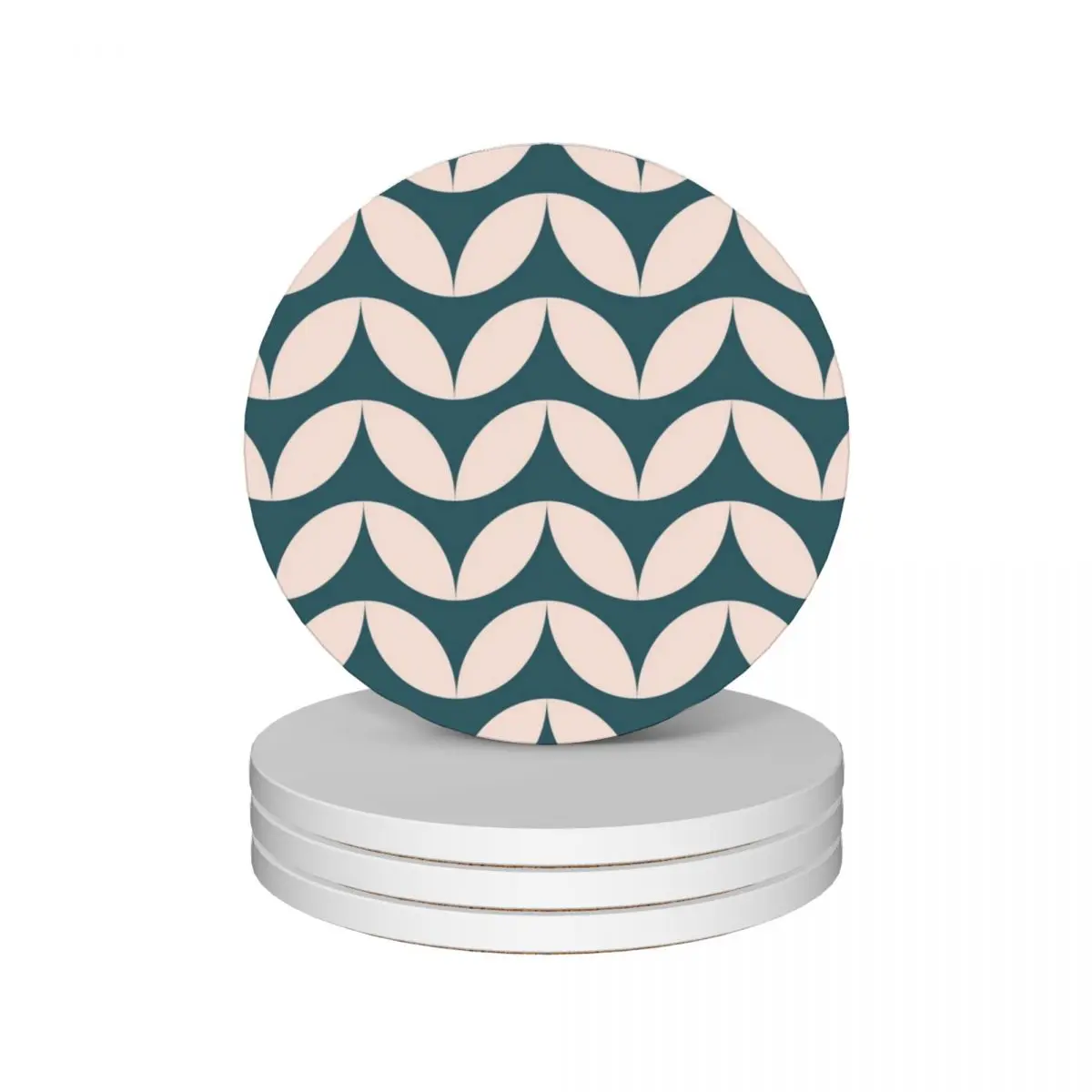 

Mid Century Mod Geometric Pattern in Teal Blue and Blush Pink Ceramic Coasters (Set of 4) bulk flower eat table Coasters