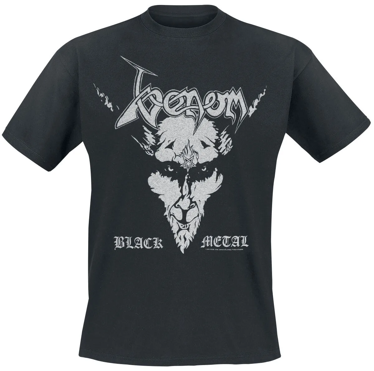 Venom Black Metal Goat Head Baphomet Print Cotton T-Shirt Black Metal Streetwear Unisex Crew Neck Short Sleeve Tee