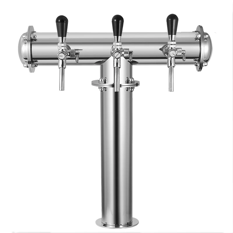 Beer Column,3-Way T Type Beer Tower with Italian Tap,Draft Beer Kegerator T-Shape Tower Dispenser with Necessary Instalation Kit