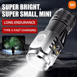 Xiaomi 3 led lanterna super brilhante recarregável para lanterna pequena portátil de longo alcance com clipe de caneta e luz magnética traseira