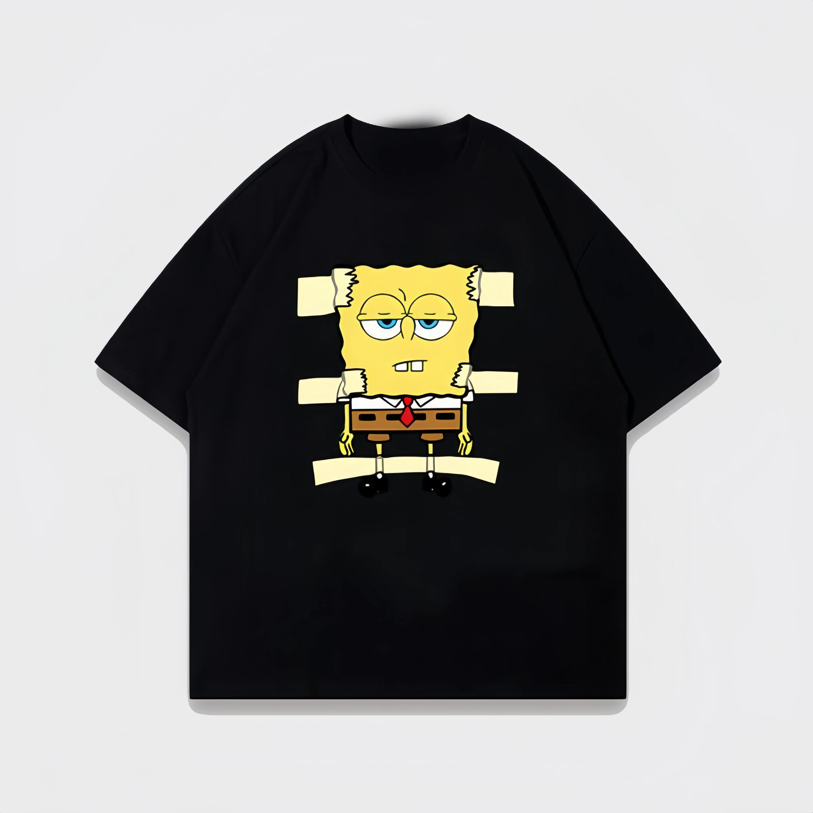 

Летняя тонкая футболка унисекс с круглым вырезом и коротким рукавом, с принтом в стиле американских комиксов и аниме, с изображением Спанч Боба и большой звезды, коллекция 2026 года