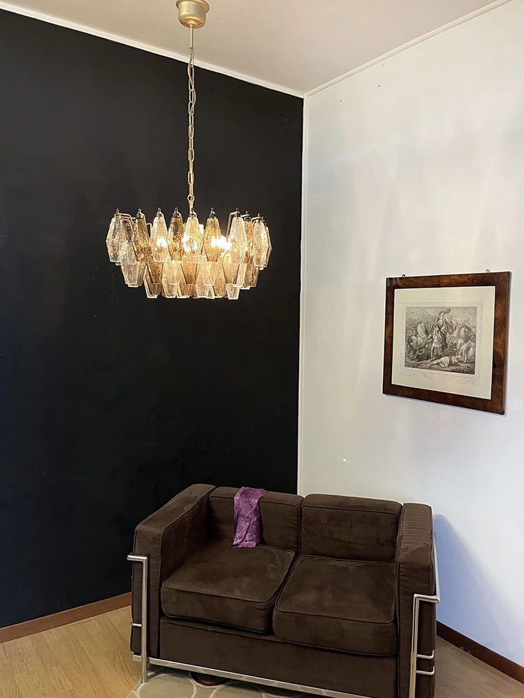 الأجهزة المنزلية الحديثة الفاخرة العنبر الزجاج الكبير مُثبتة في السقف أضواء رمادي كلاسيكي مصابيح معلقة على غرفة المعيشة لماعة