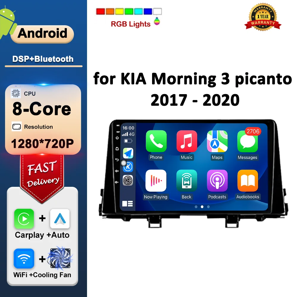 

Navigation GPS Android Smart System Car Multimedia Video Radio Player DSP EQ BT WiFi for KIA Morning 3 picanto 2017 2018 - 2020