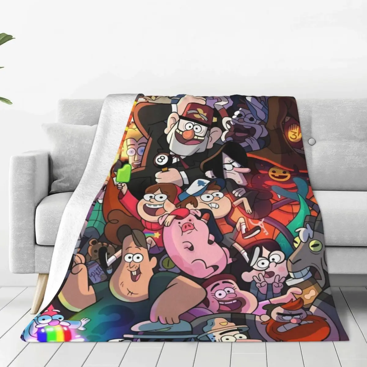 Warm Blanket Decorative Gravity Falls Characters Throw Blanket Flannel Bedspread For Couch Chair Sofa Bed Novelty Sofa Bed Cover