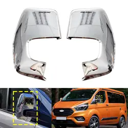 Door Wing Mirror Cover Caps Casing Chrome For Ford Transit Tourneo Custom 12-20