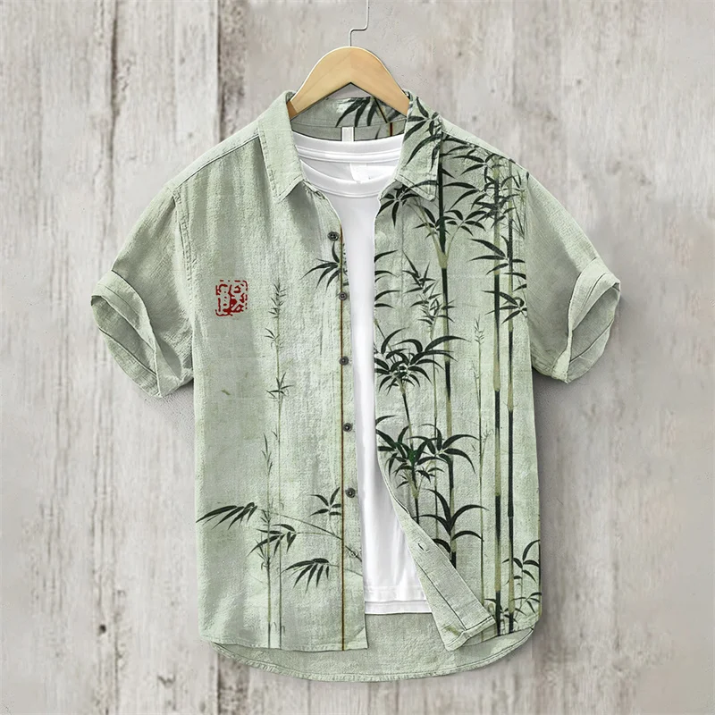 Hong Kong style retro vintage floral shirt short sleeved Thai Hawaiian seaside Cuban collar niche loose fitting shirt for men