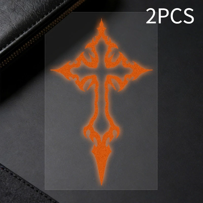 2-teiliges Set Tribal Cross Vinyl-Aufkleber, wasserfeste Aufkleber für Fahrräder, holografisch und silberfarben – Detail 13