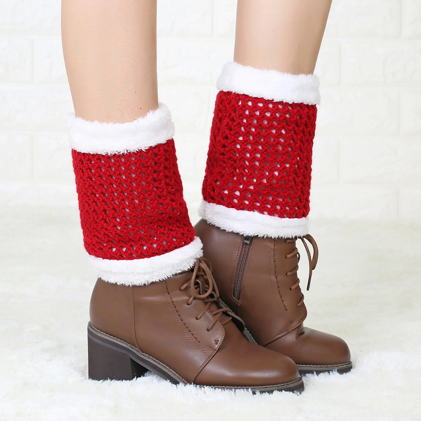 1 ペア厚みのあるフリース裏地付き暖かいウォーマー女性用冬ブーツカバー居心地の良いサーマルレッグソックス女性冬靴下レッグ