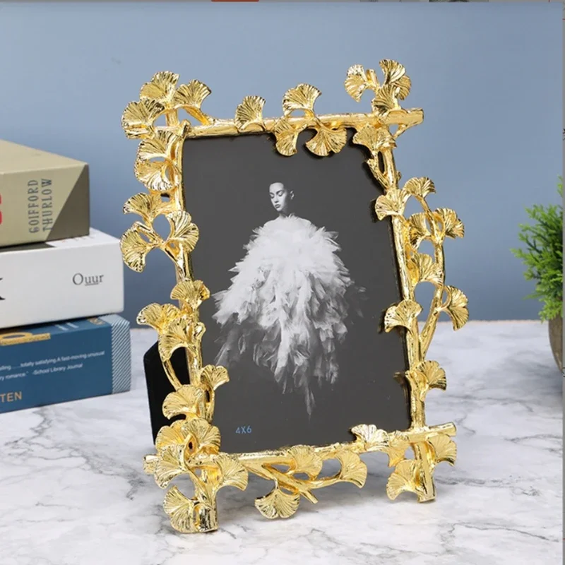 creative Ginkgo biloba leaves decorative metal photo frame Decorative picture for Personalized gifts