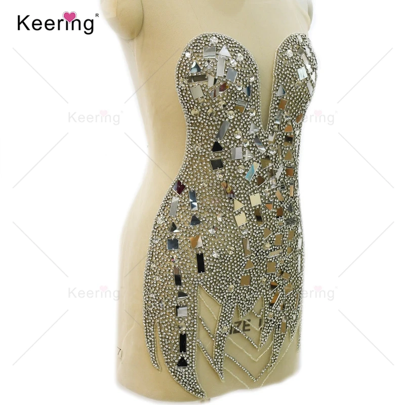 Big Crystal Flower Rhinestones Applique Body for Party Dress, Chest Sequin, New Product, WDP-433