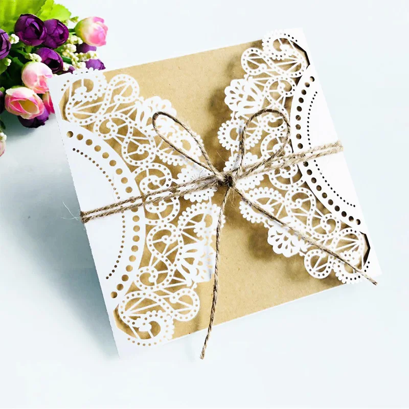 10/20/50pcs Laser Cut Invitation Card Birthday Wedding Banquet Evening Party Guest Invitation Card Festival Greeting Cards