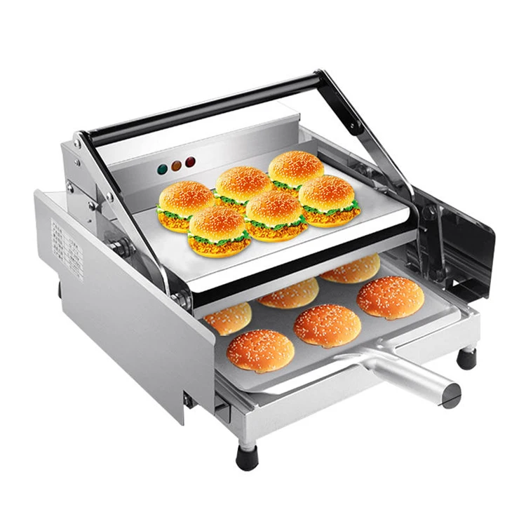 Small Electric Automatic Burger Making Machine Hamburger Burger Bun Toaster Maker Machine Motor CE Stainless Steel