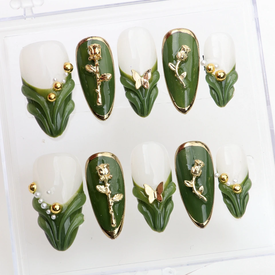 10 uñas personalizadas con adhesivo, uñas postizas para cumpleaños, eventos, fiestas, diseño con adhesivo y lima 2