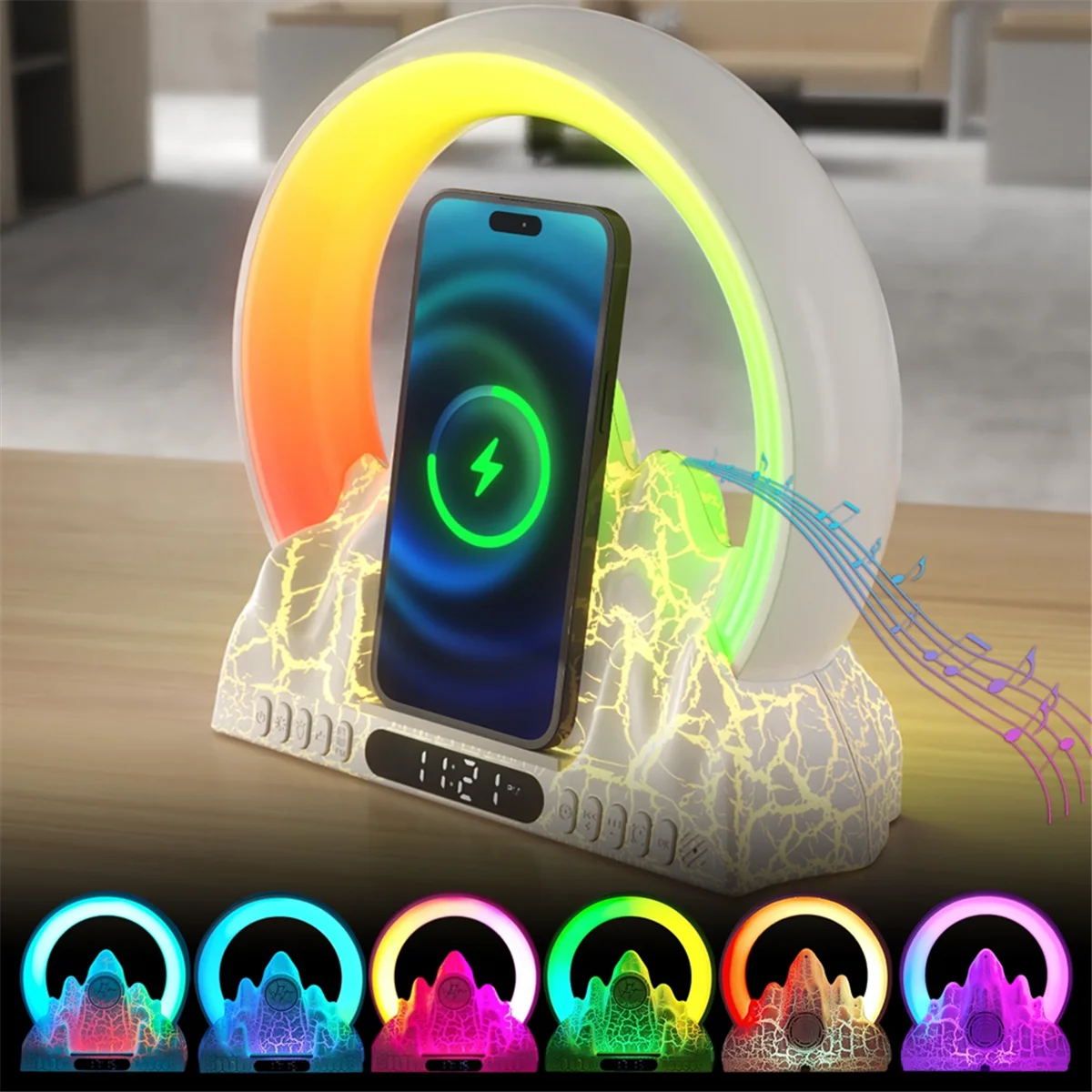 

RGBCX-HOME-LED Sunrise Ambient Light with Built-in BT Speaker Alarm Clock - A