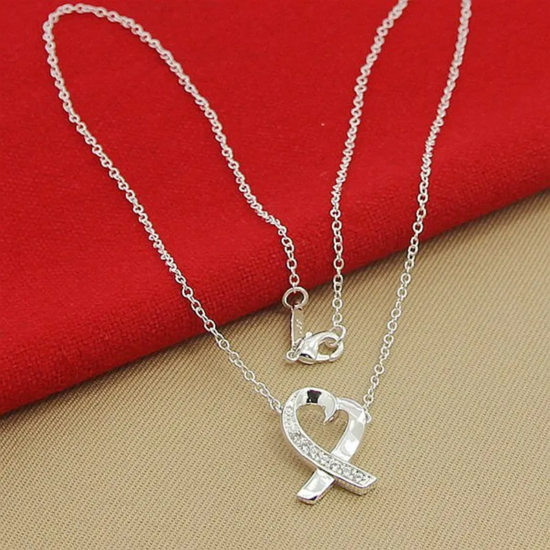 

925 Sterling Silver Heart AAA Zircon 18 Inch Pendant Necklace For Women Wedding Engagement Fashion Jewelry Gifts