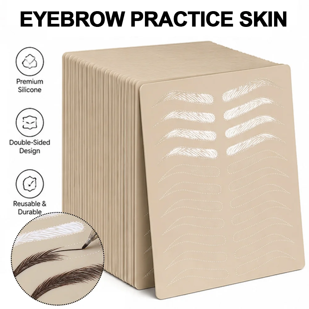 20/15/10/5/3PCS Eyebrow Practice Skin Silicone Microblading Training Sheet Fake Skin for Permanent Makeup Tattoo Accessories