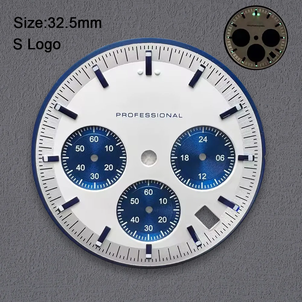 High-Quality 32.5mm S Logo Dial Fit VK63 Movement Green Luminous Speed Dial Watch Modification Accessories - view 2