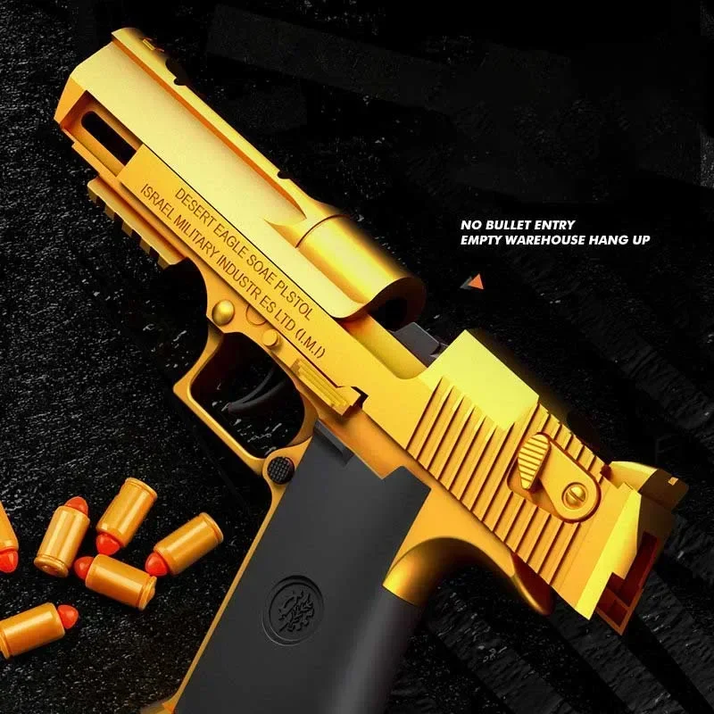 Pistola automática de ejeção de concha para meninos Pistola Desert Eagle, Burst Soft Bullets, arma de pistola para jogos ao ar livre, 2023