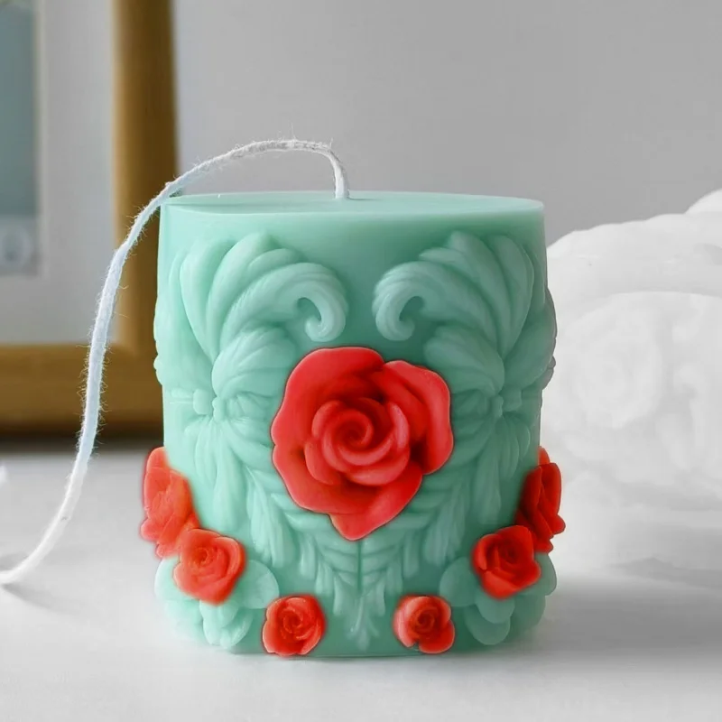 

3pcs Rose Pillar Candle Silicone Mold for Floral Scented Candles, Soap Making, DIY Gift Craft