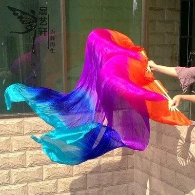 Оптовая продажа, 1 пара/2 шт., шелковые веера для восточных танцев, фата, цветные реквизиты для выступлений, шелковые веера для женщин/детей