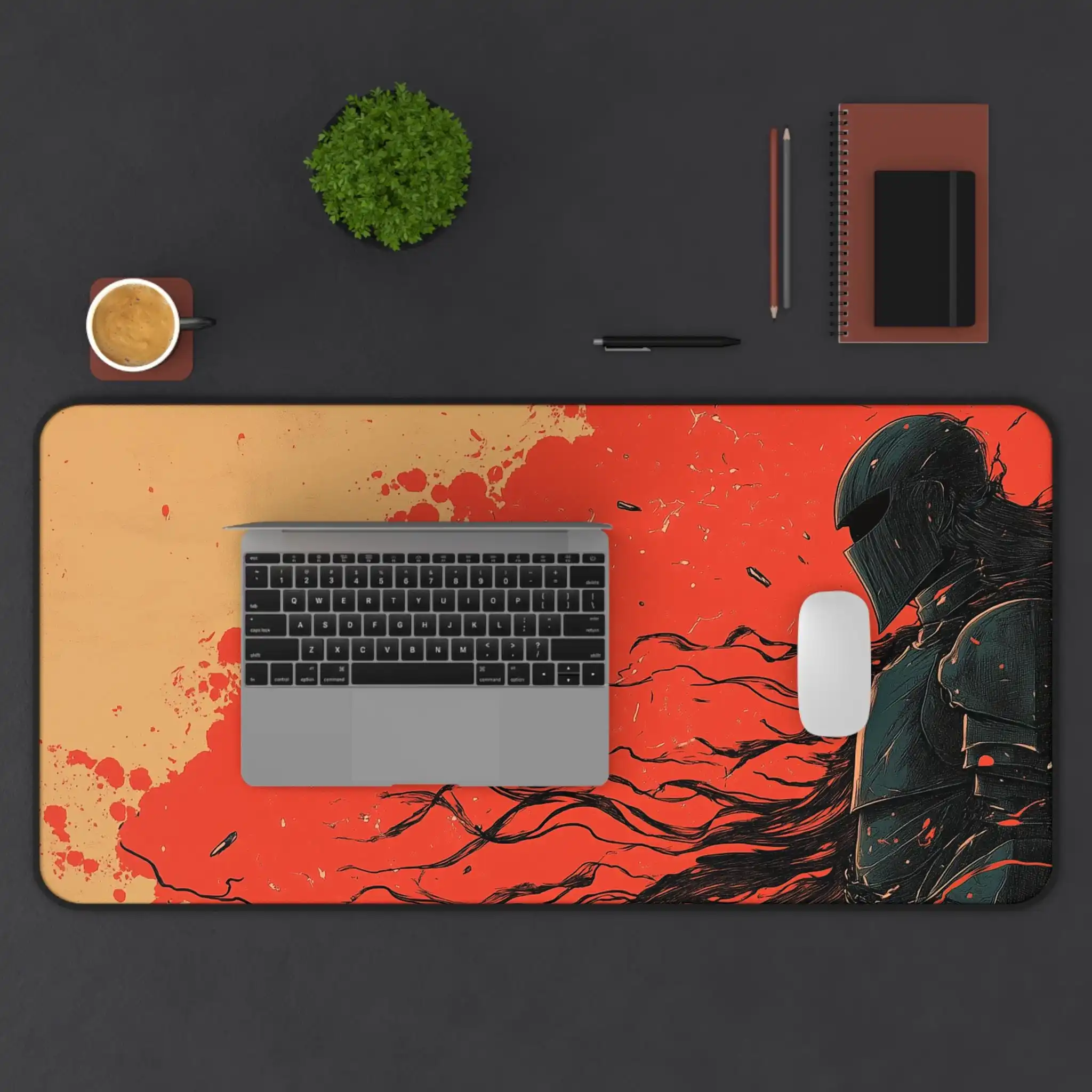 Tapete de mesa gamer vermelho, decoração de escritório XXL, presente para amantes de alienígenas, espaço de trabalho elegante, mouse pad de jogos à prova d'água antiderrapante