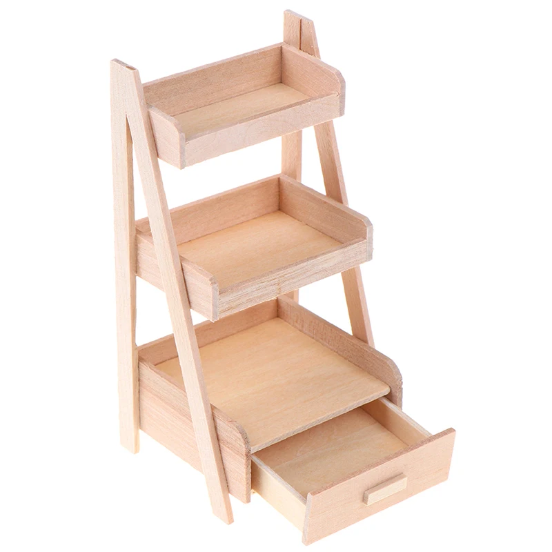 1:12 Nuova casa delle bambole Scaffale in legno Supporto per fiori Mini giocattoli modello di mobili