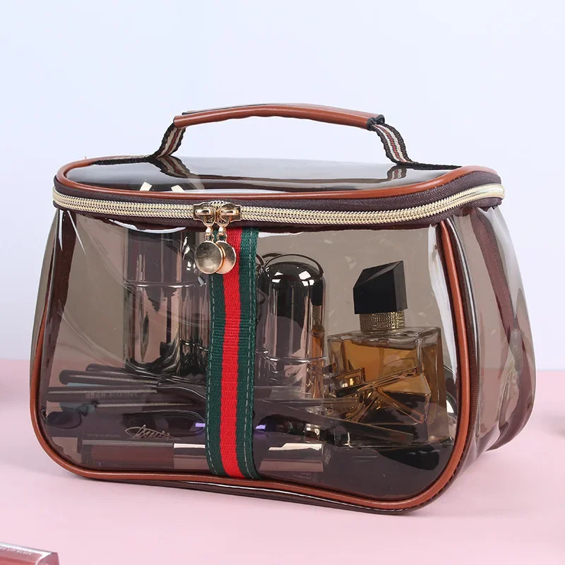 Transparente Große Wasserdichte PVC-Kosmetiktasche Tragbare Toilettentasche Luxuriöse Handliche Kosmetiktasche – Detail 4