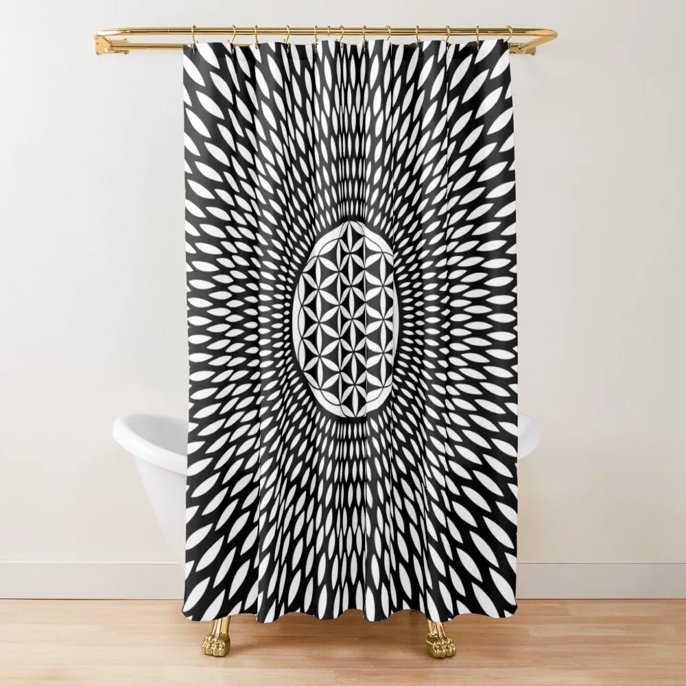 

Flower of Life Black and white Shower Curtain Waterproof Fabric Shower Bathroom Fabric Modern Showers For Bathroom Curtain