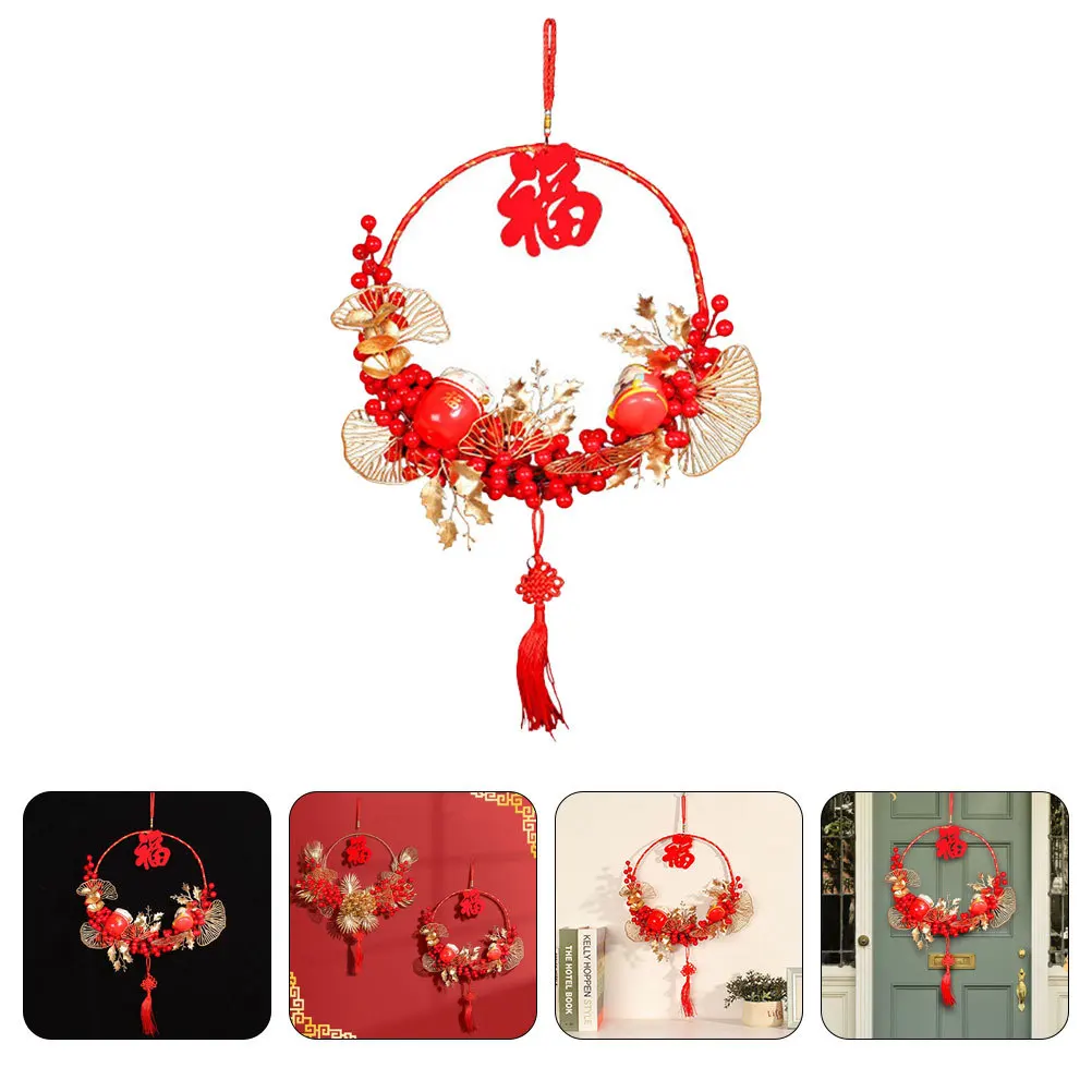 

Fu Character Door Pendant Chinese New Year Decor for Home Hanging Decoration Wreath Small Ornament Plastic