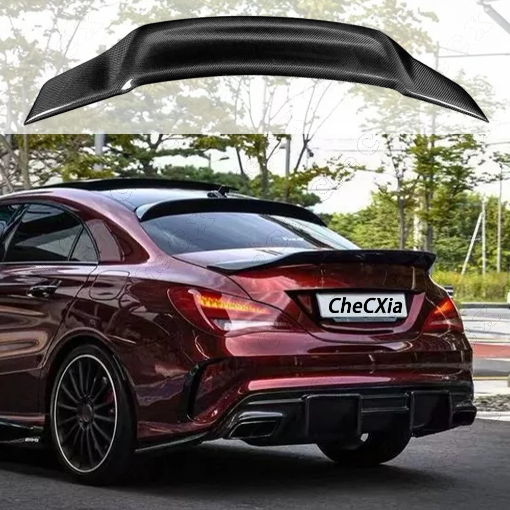 For Mercedes Benz Spoiler Cla45 W117 C117 Fiberglass Rear Trunk  Spoiler Cla 200 250 260 Renntech 2013-2015 Bright Black Spoiler