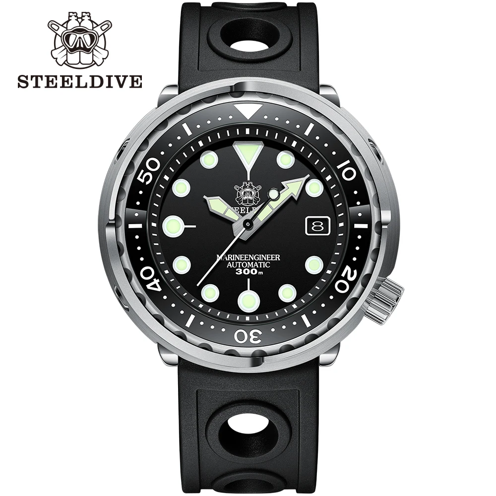 STEELDIVE SD1975 Herren-Automatikuhren, Herren-Taucheruhr, 300 m wasserdicht, mechanische Armbanduhr, C3, leuchtende Uhr, Saphirspiegel