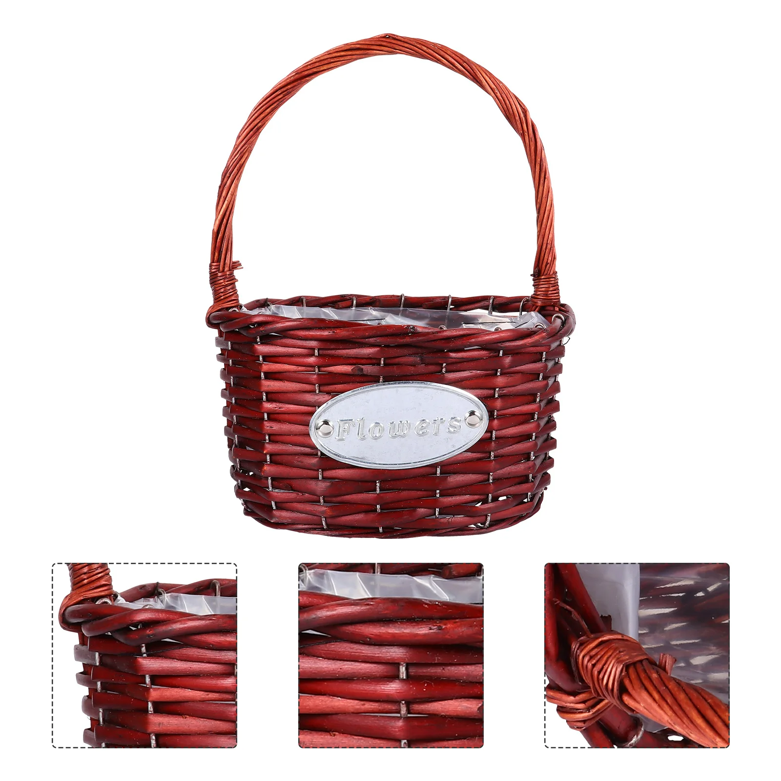 

1Pcs Woven Flower Basket Portable Bride Basket Wedding Photography Prop Lightweight Reusable Decor Wedding Storage Container