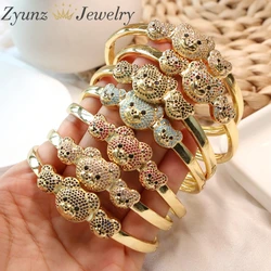 3PCS, Gold Plated Simple Forever Zircon Bear Bangle Bracelet Jewelry Gift For Women Girl