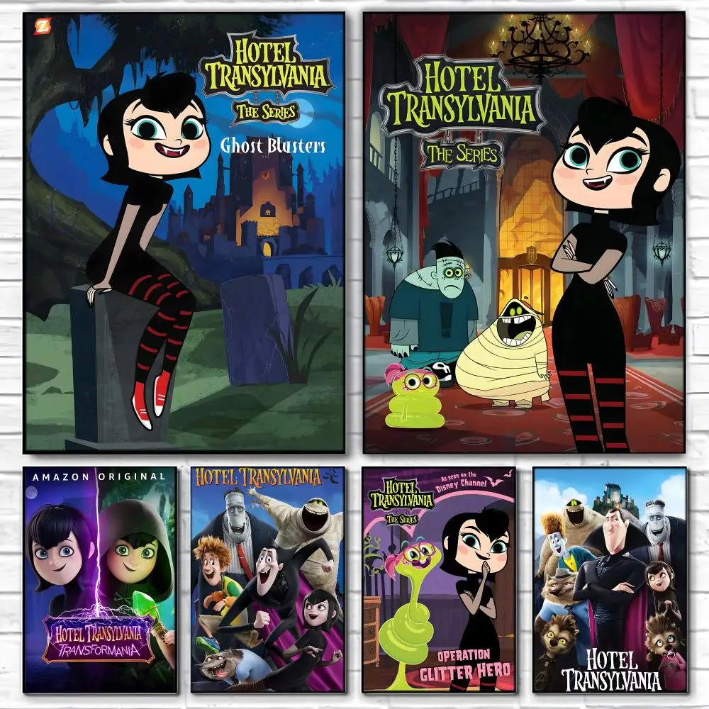 Kids Animation H-Hotel Transylvania Poster  Self-adhesive Art Waterproof Paper Sticker Coffee House Bar Room Wall Decor