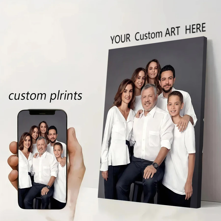 Personalisierte individuelle Leinwanddrucke, Foto, individuelles Poster für Familienleben, Haustiere, Anime, Geburtstage, Hochzeiten, Landschaft, Heimdekoration, Geschenke