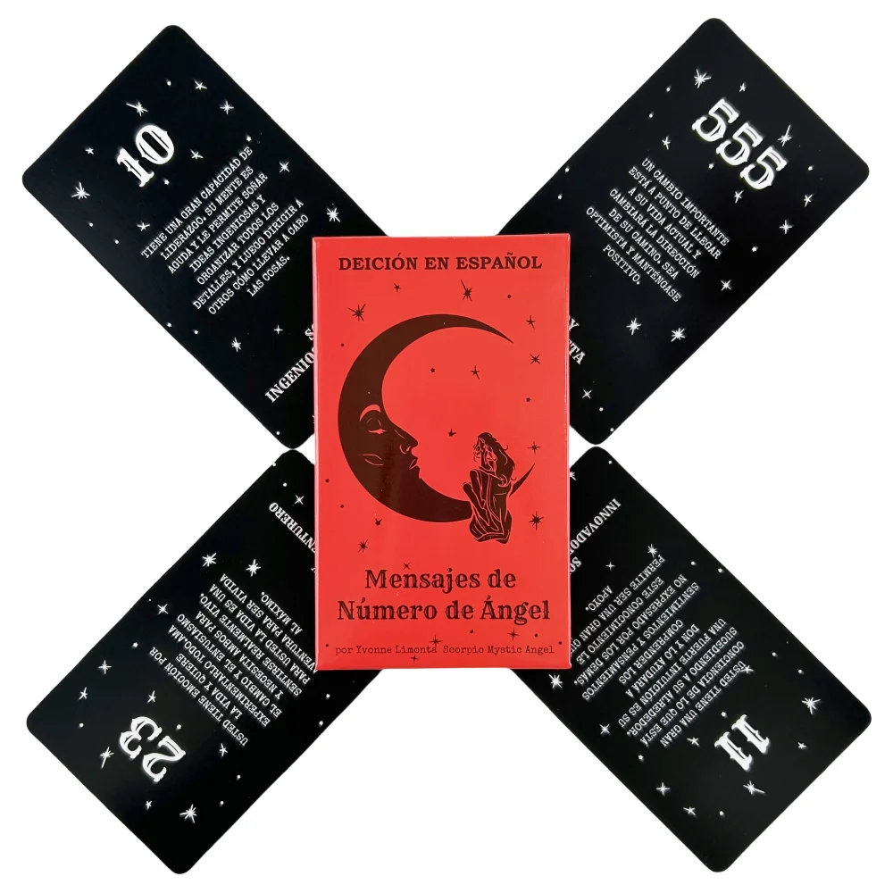 Oráculo en Español, Mensajes de Número de Ángel, 53 Cartas, Números Angelicales Angel Number Messages Tarot Cards Deck Future Te