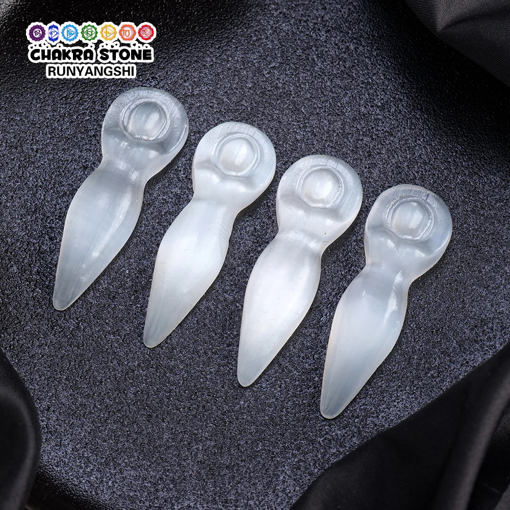 1pc Natural Crystal White Selenite Goddess Statue Woman Energy Gem Quartz Handmake Queen Craft Home Decoration Figurine Gifts