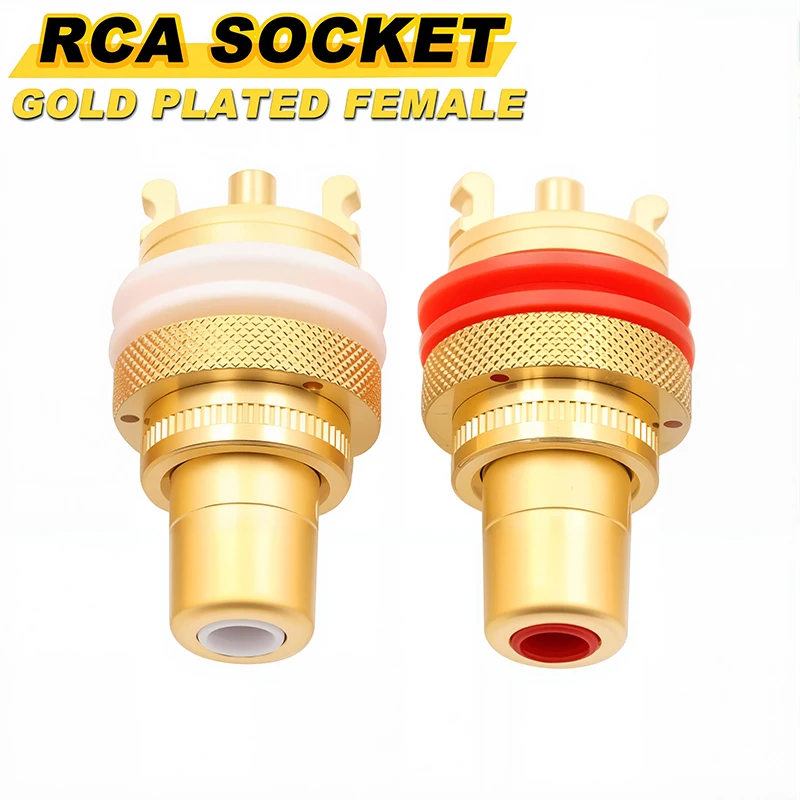 2PCS RCA Jack Plug Copper Gold Plated CMC RCA Socket For Speakers Terminals Audio Wire Connectors Panel RCA Female