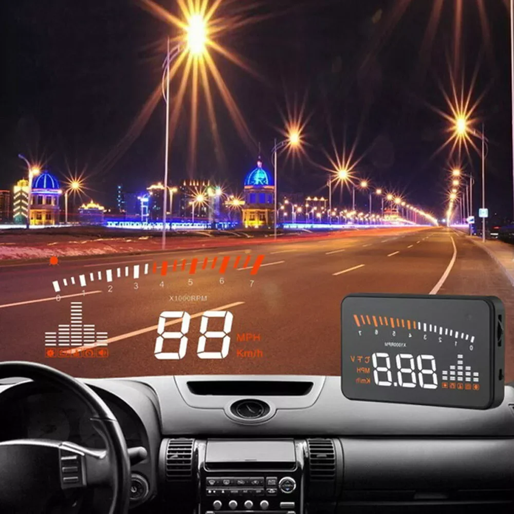 

X5 OBD2 HUD Head Up Display Digital Speedometer Windshield Projector Water Temperature Voltage Driving Distance Auto Accessories