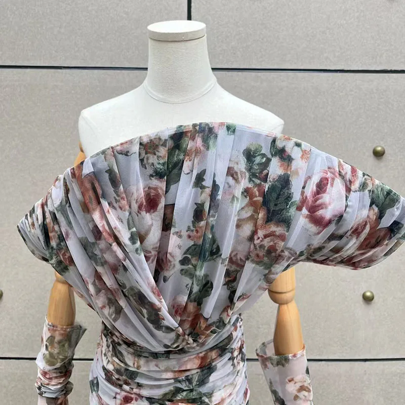 Women's Printed Halter Dress, Sexy Ruffled Backless Mini Skirt, High-Quality Party Gown, 2026 Spring New Arrival, Y2K Style