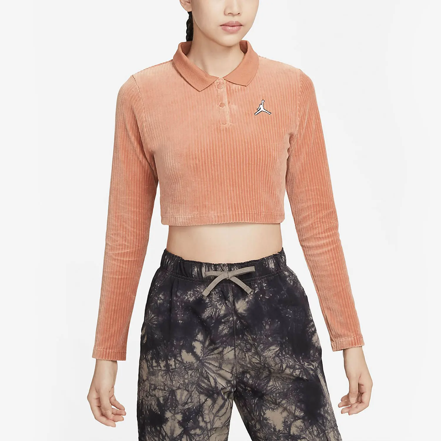 Nike Authentic Jordan Women's Fashion Long Sleeve Corduroy Short Top T-Shirt DV1401-215