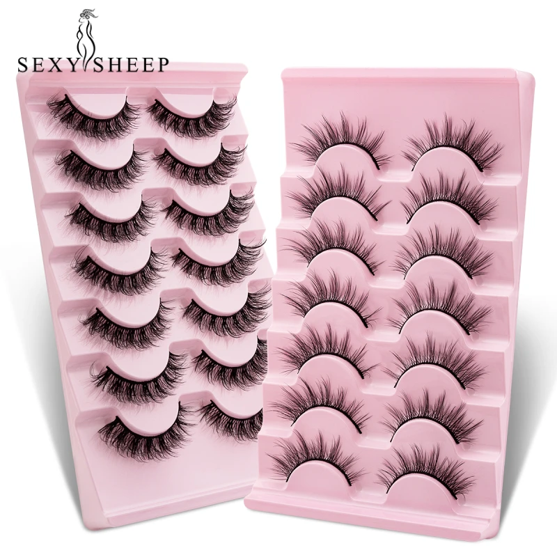 SEXYSHEEP Natural Eyelashes Cross Manga Lashes 3D Mink Lashes False Eyelashes Soft Wispy Volume Fake eyelashes wholesale Makeup