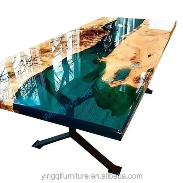 

Patio New Outdoor Modern Design 2023 Customization Walnut Dining bar table restaurant table Resin Epoxy table