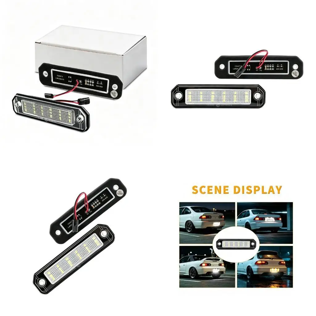 LED License Plate Light Assembly, 2-Piece Rear Plate Lamp Set with ABS Housing and Integrated Lamp Body for Del Night