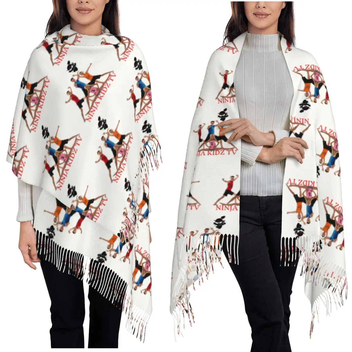 Ninja Kidz Tv -kids Scarf Tassel Scarves Women Soft Warm Shawls and Wraps Long Fall Winter Shawl Wrap