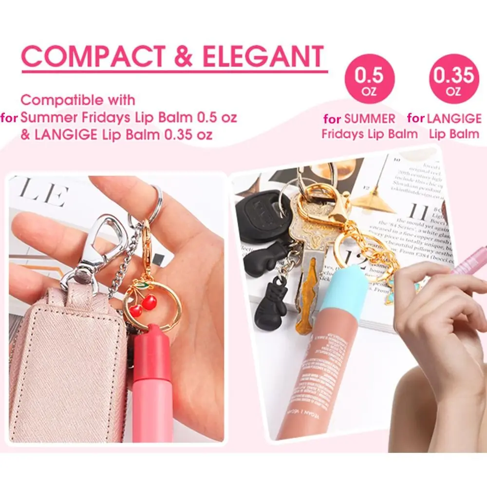 4PACK Silicone Lip Gloss Holder with Keyring Portable Lipgloss Case Colorful Flexible Chapstick Cover for Summer Fridays/LANGIGE view 3