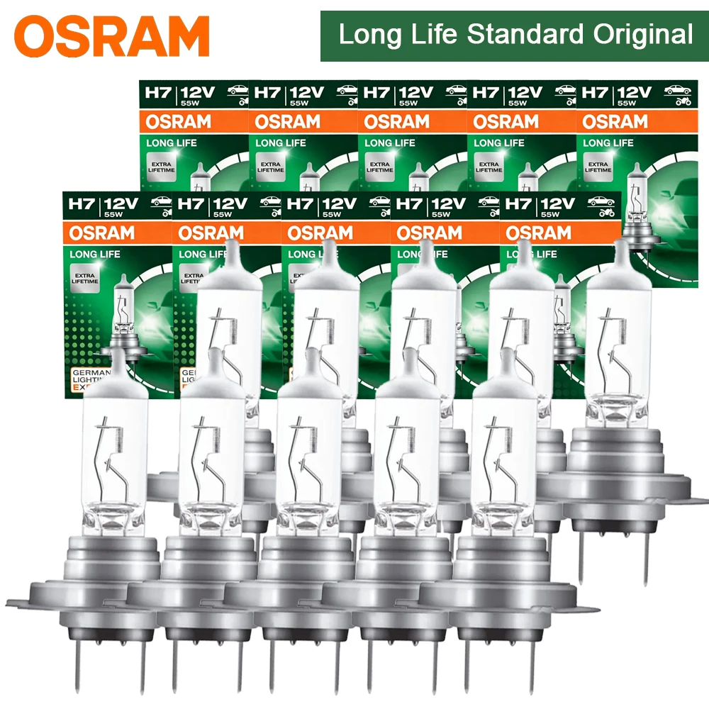 OSRAM Original H7 64210L Standard Hi/lo Beam Car Lamp 12V 55W 3200K White Car Halogen Light (2pcs per Box and 10pcs per Box)