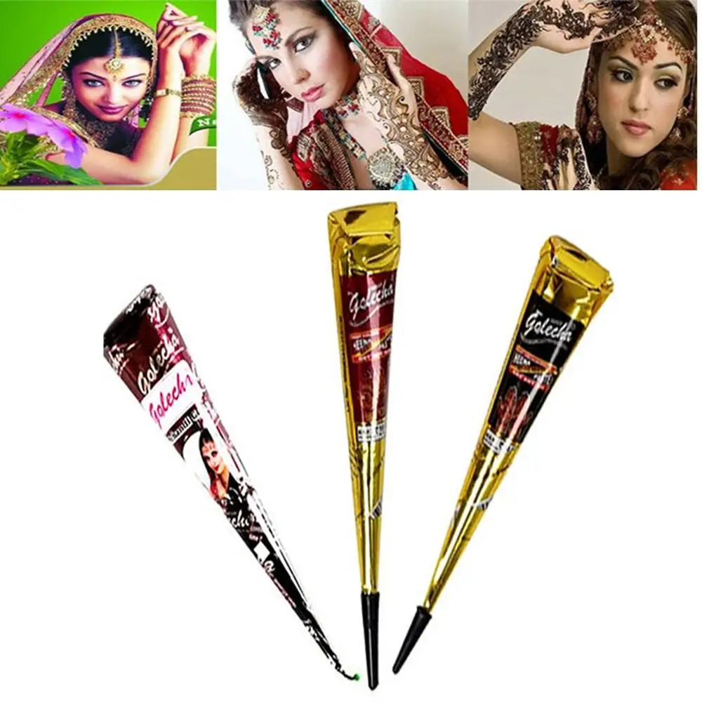 1Pc Indian Henna Tattoo Pasta Kegel Bodypaint Natuurlijke Kruiden Heena Mehndi Tijdelijke Tattoo Kit Skin Paint Tattoo Cream