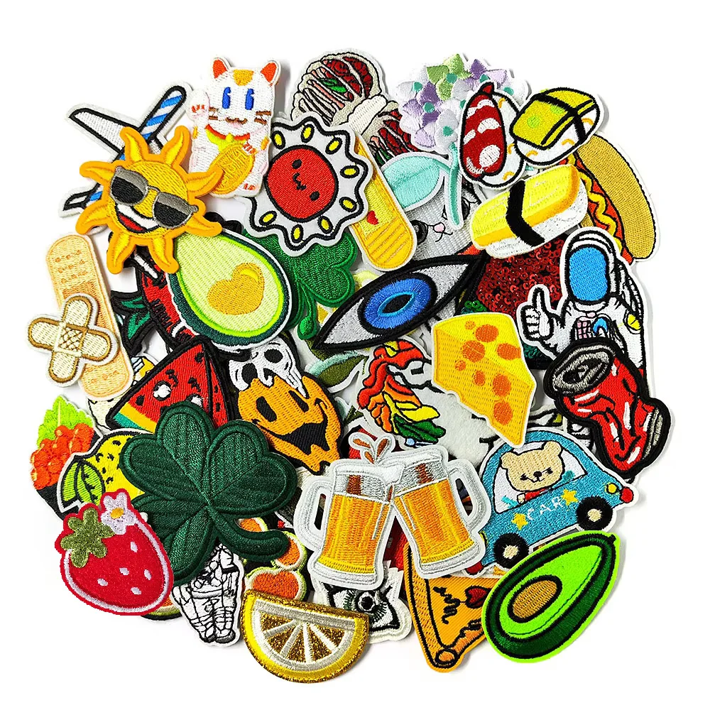 Leaf Watermelon Sushi Avocado Patches Badges Embroidery Patch Applique Ironing Clothing Sewing Supplies Decorative Fruit Beer