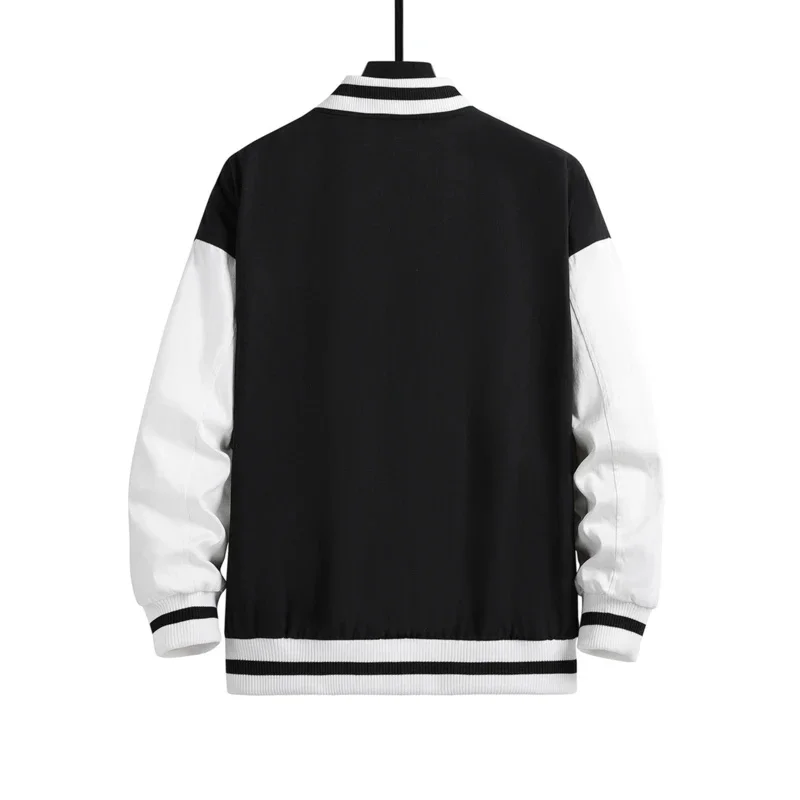 mens zipper Hip-Hop Jackets Coats male Baseball Uniform Couple Casual Jacket Men high quality solid color clothing black white